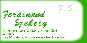 ferdinand szekely business card